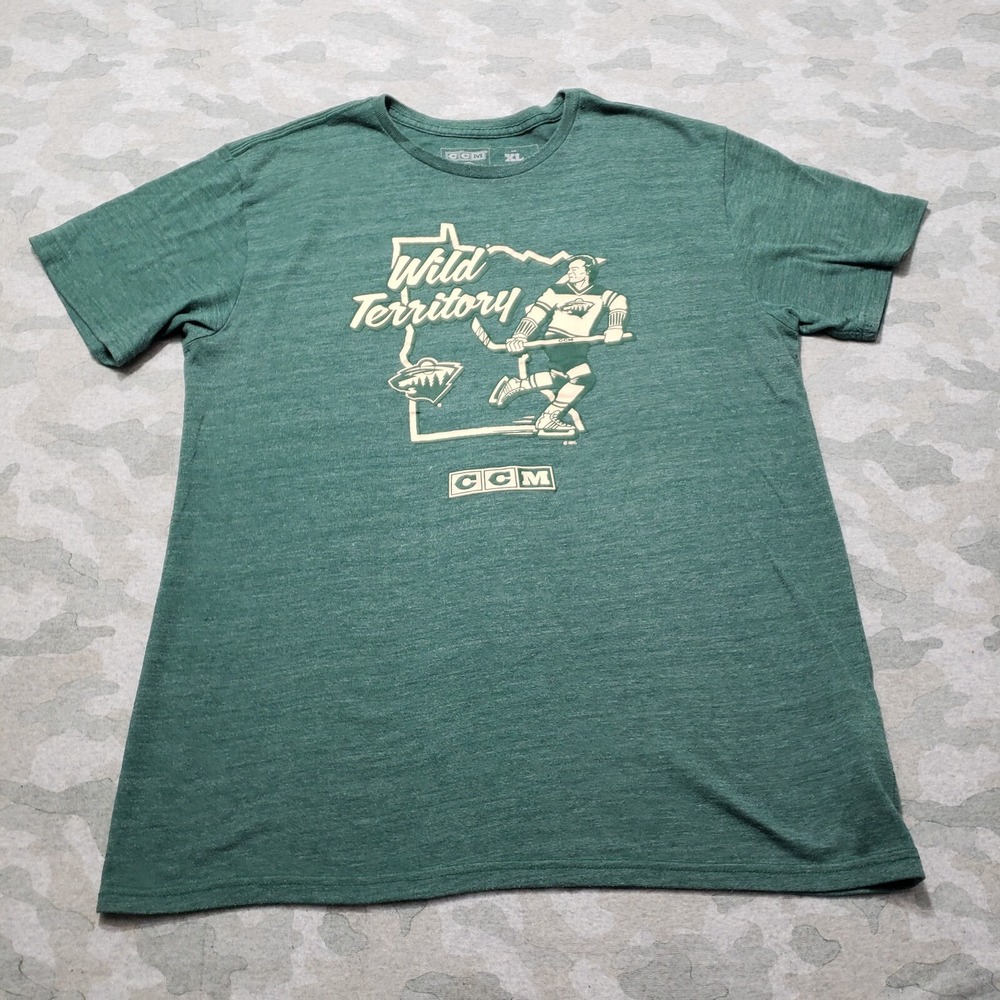 CCM Shirt Mens XL Green Wild Territory Athletic Equipment Short Sleeve